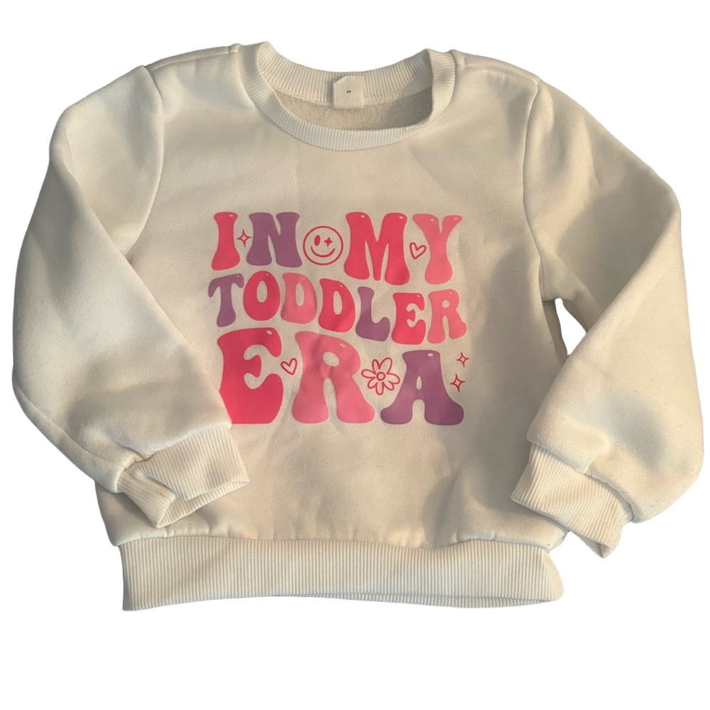 In My Toddler Era White and Pink Girls Sweatshirt Size 18-24M Girly Aesthetic